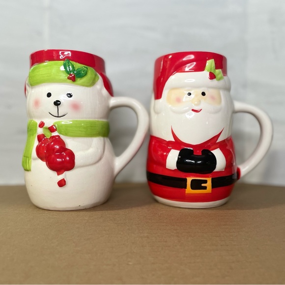 Bay Island 6" Christmas Polar Bear(2015) & Santa Clause(2021) Mugs Tall - Picture 1 of 1
